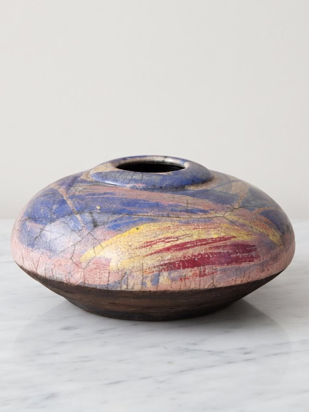 Handmade Raku Pottery Space Vessel Signed Ramons 1993 Abstract Studio Art Vase